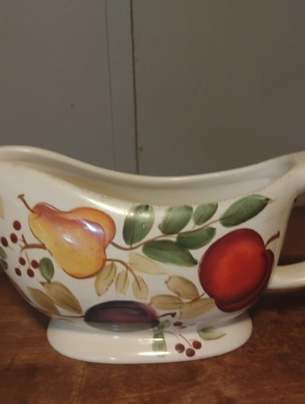 Vintage "HOME" Brand Ceramic Gravy Boat – Fruit Pattern - Picture 8 of 8